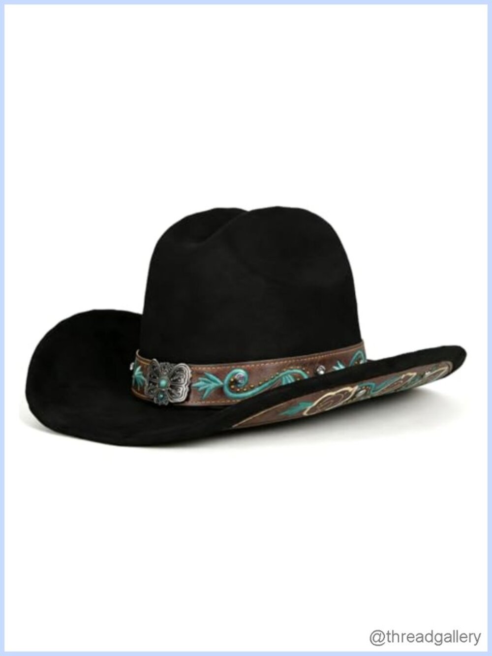 Suede Cowboy Hat Women Men Western Rodeo Wide Brim Bohemian Crystal Band